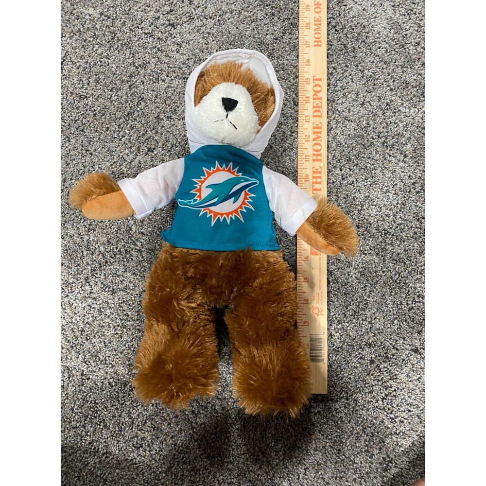 Miami Dolphins NFL Plush Teddy Bear Good Stuff Brown Bear Hooded Jersey